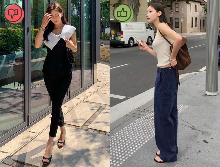 Kiểu dáng này dễ chia đôi chiều dài đôi chân một cách thiếu hợp lý, khiến vóc dáng trông thấp và nặng nề hơn.