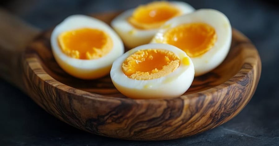 Trứng luộc chứa nhiều vitamin và khoáng chất như vitamin A, D, B12, sắt và kẽm, giúp tăng cường hệ miễn dịch