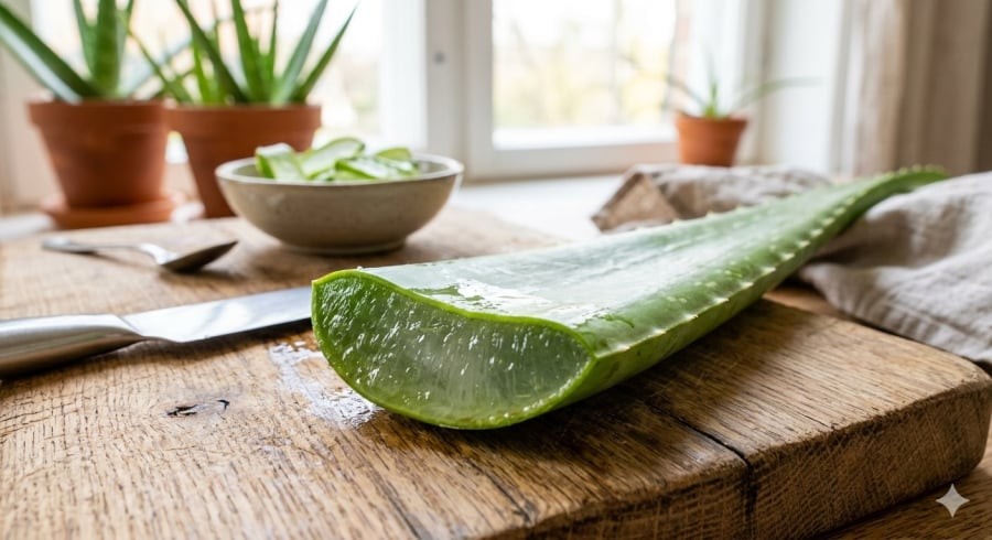 Gel nha đam giúp làm mát cơ thể, hỗ trợ chống oxy hóa và đào thải acid uric.