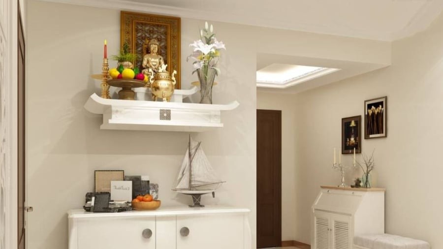 Bàn thờ màu trắng không phải lựa chọn lý tưởng cho không gian thờ cúng.