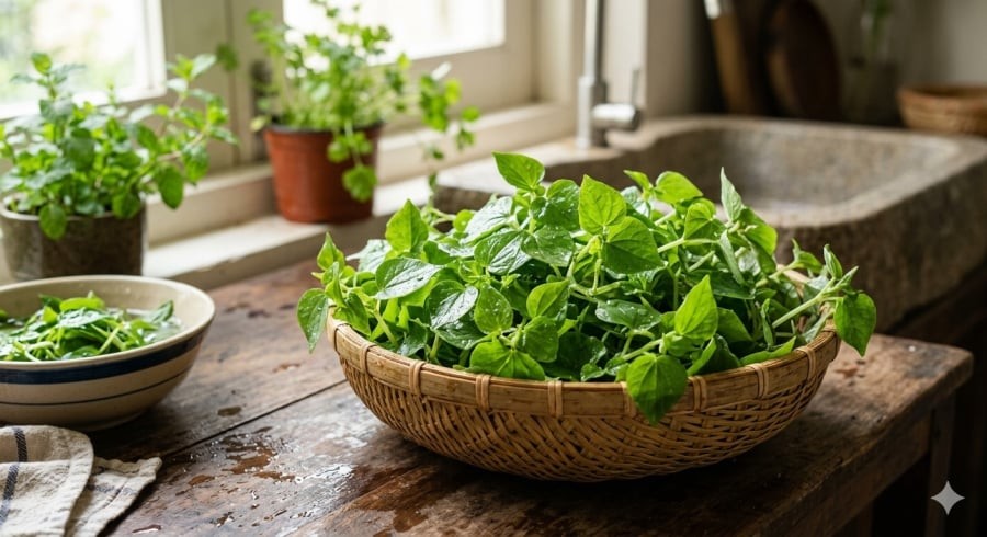 Rau càng cua tươi – giữ trọn dưỡng chất khi dùng sống hoặc trộn gỏi.