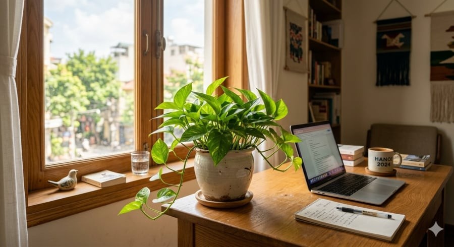 Trầu bà giúp không gian làm việc trở nên thư giãn và dễ chịu hơn mỗi ngày.