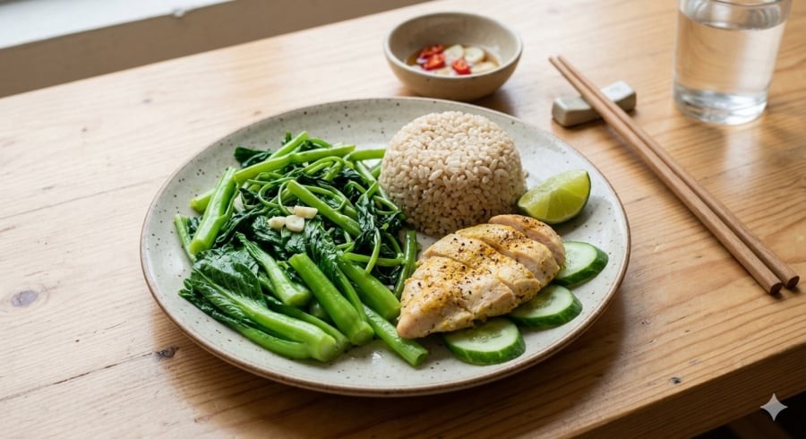 Bữa ăn nhiều rau xanh, cân đối giúp hỗ trợ chức năng gan ổn định