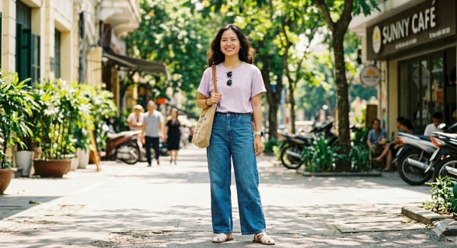 Chỉ cần biến tấu phụ kiện, set áo thun – jeans có thể phù hợp nhiều hoàn cảnh.
