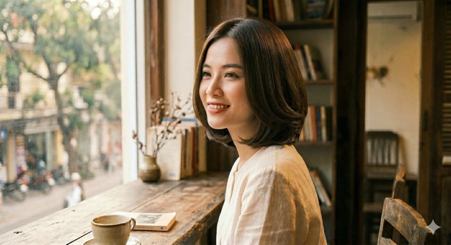 Tóc layer đuôi cụp mang lại vẻ gọn gàng, phù hợp cả đi làm lẫn đi chơi.