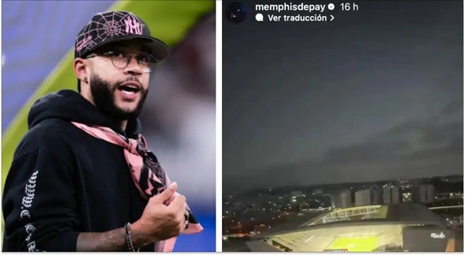 Depay đã di chuyển bằng trực thăng đến sân.