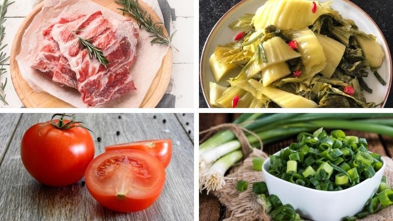 Nguyên liệu canh sườn non dưa chua