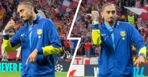 Raphinha mỉa mai Atletico Madrid sau khi Barcelona bị loại.