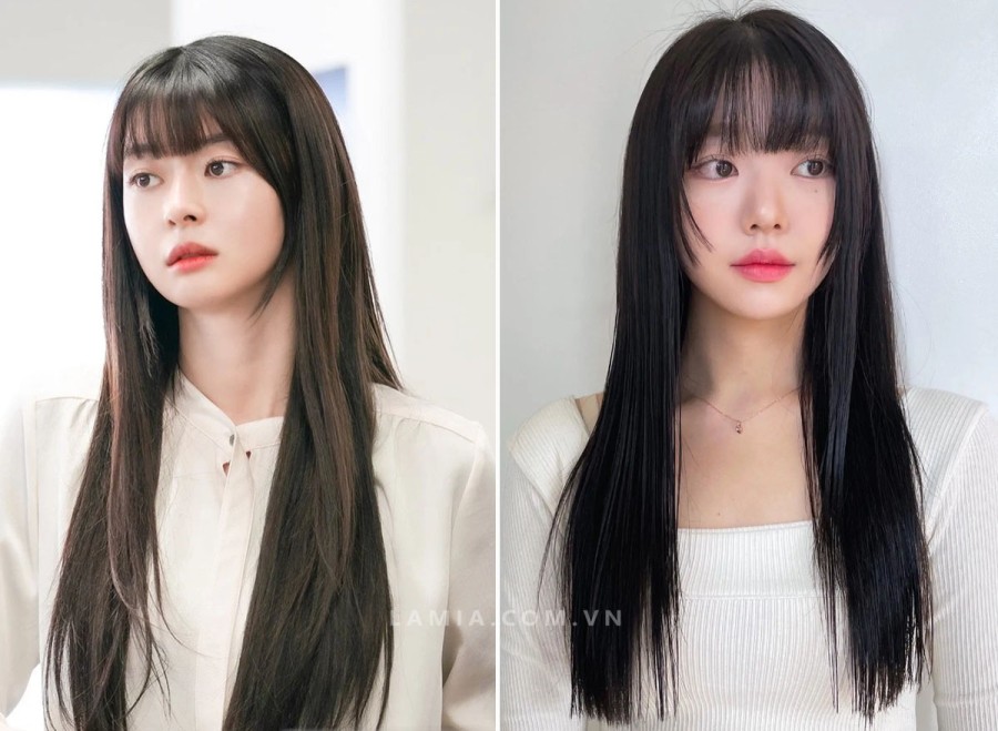 Khi tóc ôm sát hai bên má, phần mặt tròn sẽ càng bị “đóng khung”, tạo cảm giác đầy đặn hơn.