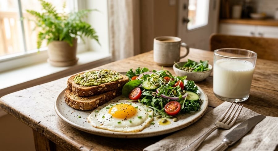 Bữa sáng cân bằng giúp trẻ duy trì năng lượng và tập trung tốt hơn.