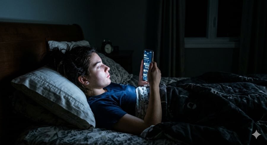 Ánh sáng từ điện thoại có thể làm gián đoạn hormone gây buồn ngủ