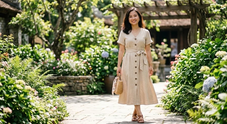 Váy be thắt eo giúp vóc dáng trông cao ráo và thanh thoát hơn.