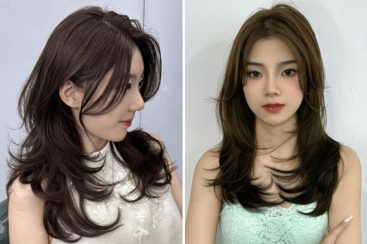 Các lớp tóc được tỉa so le giúp tạo chuyển động tự nhiên, trong khi rẽ ngôi lệch khiến phần chân tóc trông dày hơn rõ rệt.
