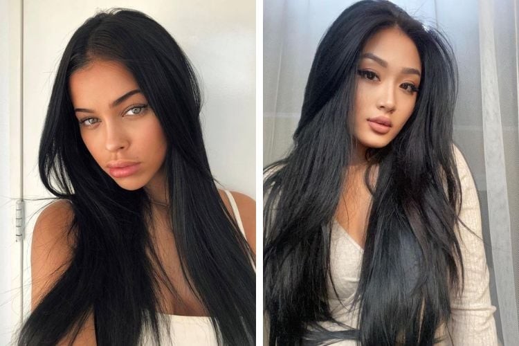 Với những gương mặt có gò má cao hoặc đường xương rõ, tóc đen thẳng dài có xu hướng ôm sát hai bên, làm nổi bật các đường nét này.

