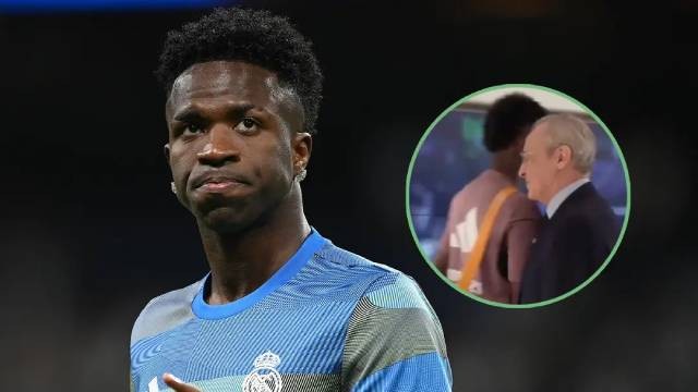 Vinicius Jr gây tranh cãi khi va chạm với chủ tịch Florentino Perez.