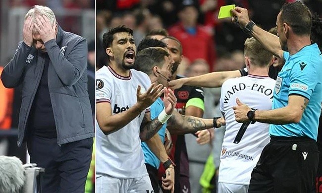 West Ham vs Bayer Leverkusen descends into chaos with huge brawls on pitch and touchline with COACH sent off - Bóng Đá
