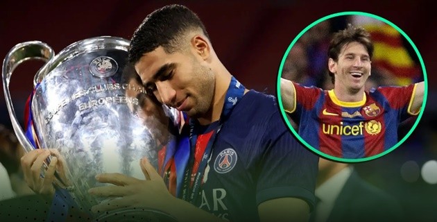 Hakimi đã gia nhập danh sách những cầu thủ xuất chúng bên cạnh Messi và Ronaldo. 
