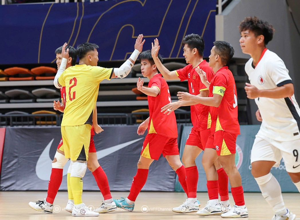 ĐT futsal Việt Nam có chiến thắng đậm đà ngày ra quân vòng loại giải châu Á. Ảnh: VFF.