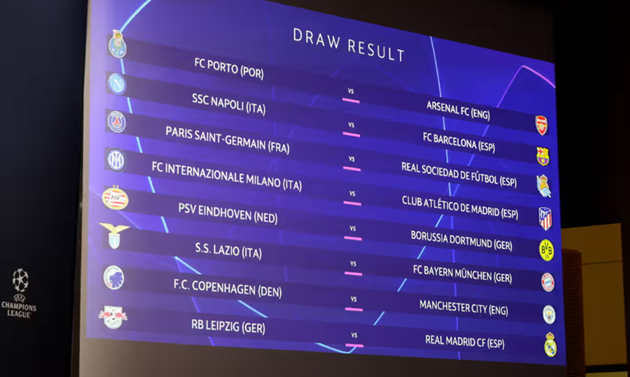 Bốc thăm vòng 16 đội Champions League:  - Bóng Đá