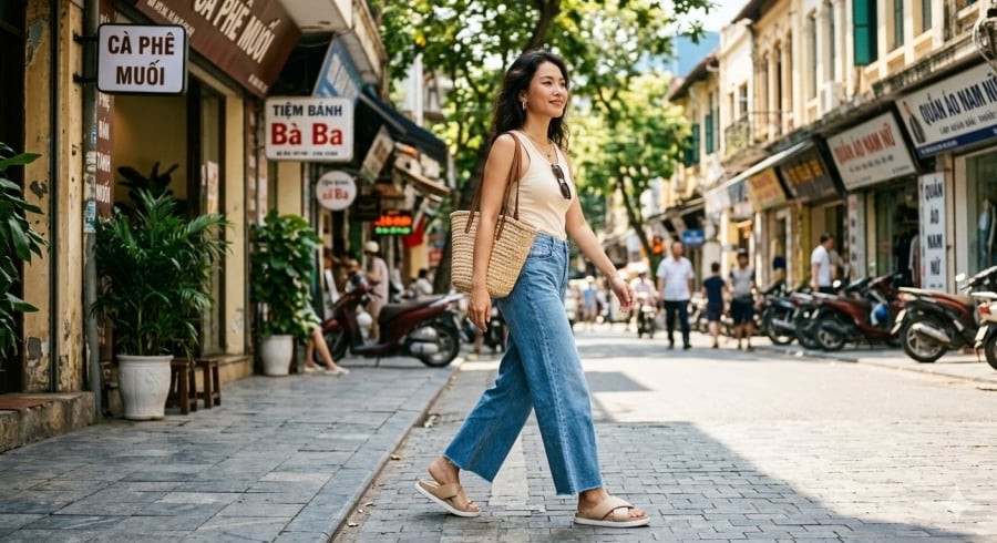 Dép lê bản to mang đến vẻ ngoài phóng khoáng, dễ phối mà vẫn giữ nét thời thượng.