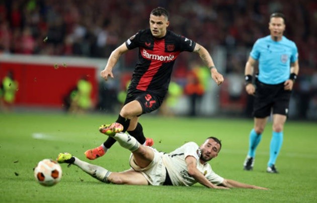 Granit Xhaka created 10 chances from open play against Roma tonight, equalling the record for the most in a UEFA Europa League match - Bóng Đá