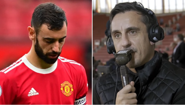 Gary Neville bất bình với 1 động thái của Bruno Fernandes - Bóng Đá