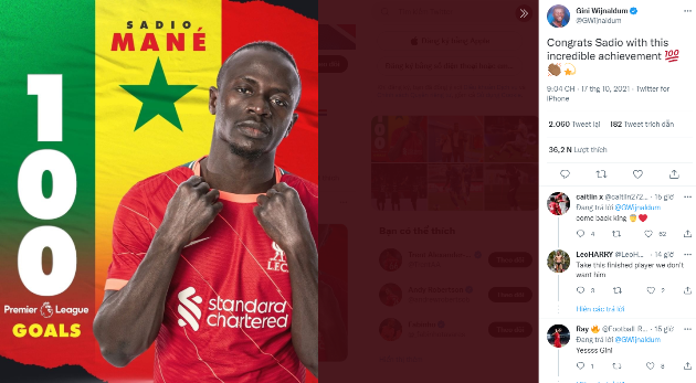 Georginio Wijnaldum sends message to Sadio Mane after Liverpool star's latest achievement - Bóng Đá
