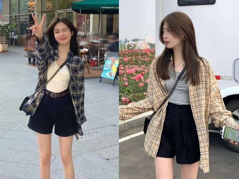 Giày sneaker, sandal đơn giản hoặc túi xách gọn gàng đều giúp tổng thể cân đối hơn.