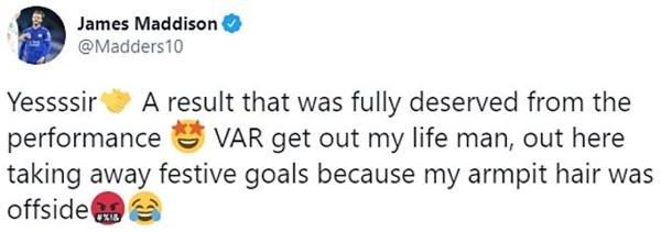 James Maddison: Lông nách của tôi đã việt vị - Bóng Đá