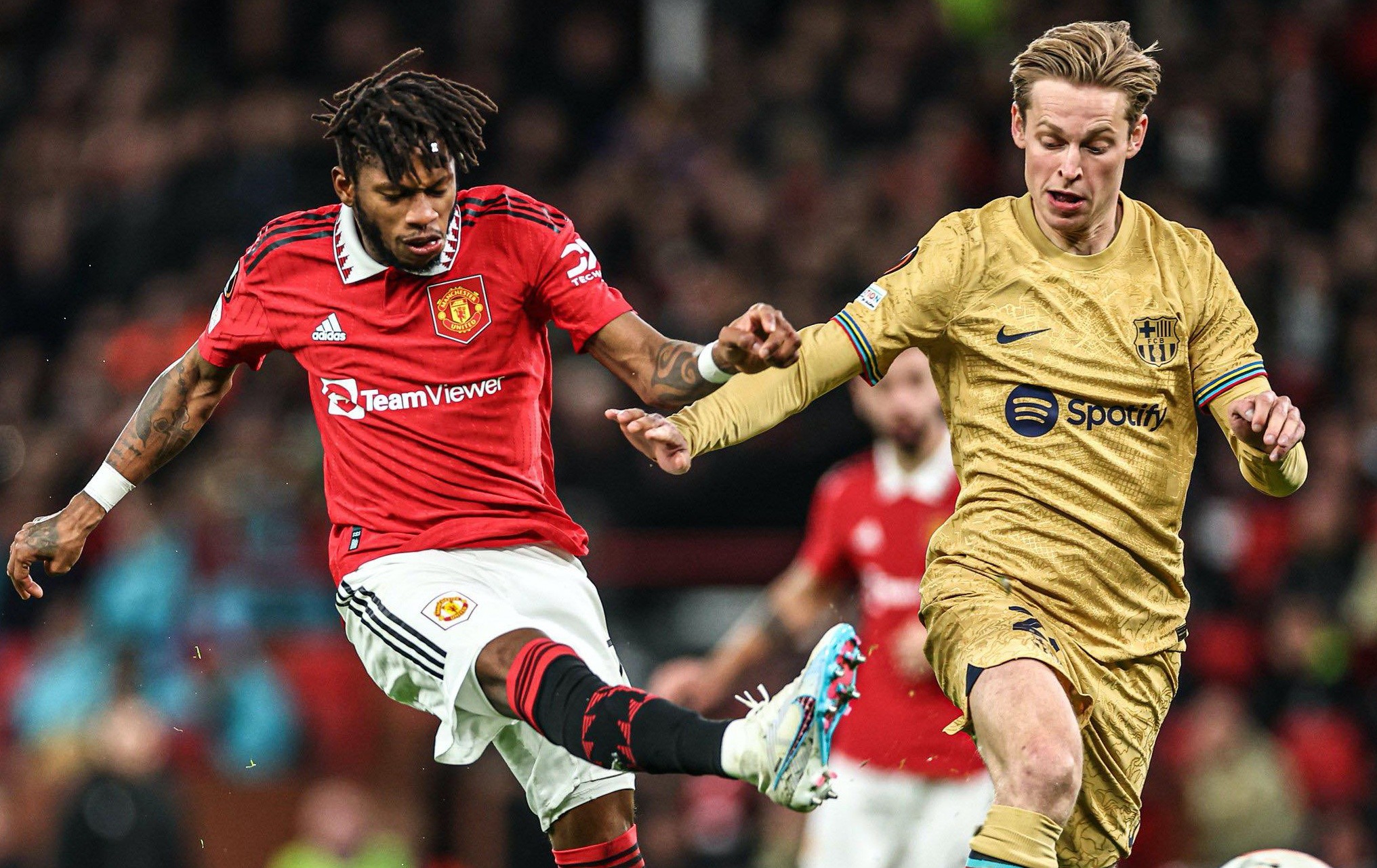 De Jong was the subject of chants from the Man United fans, who sang: 