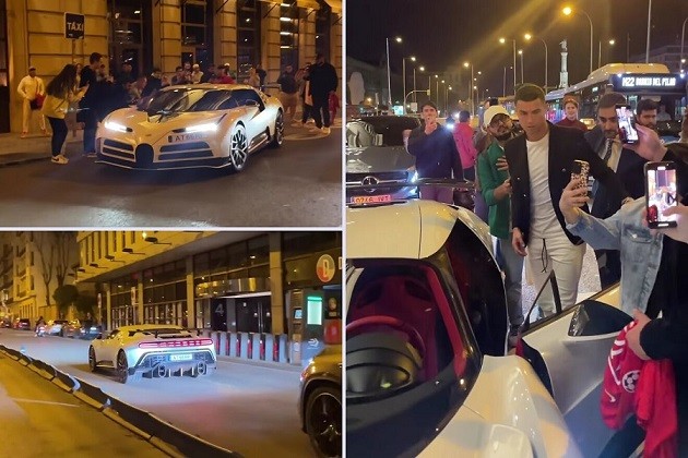 Cristiano Ronaldo mobbed by fans as Man Utd and Real Madrid legend drives rare £9m car - Bóng Đá