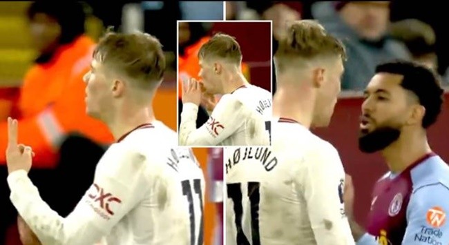 Rasmus Hojlund gây phẫn nộ với Aston Villa khi Douglas Luiz trả đũa - Bóng Đá