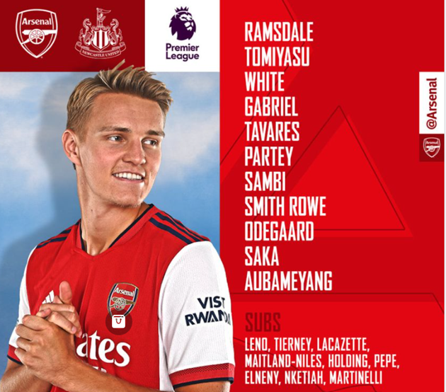 TRỰC TIẾP Arsenal vs Newcastle: Odegaard, Aubameyang đá chính - Bóng Đá