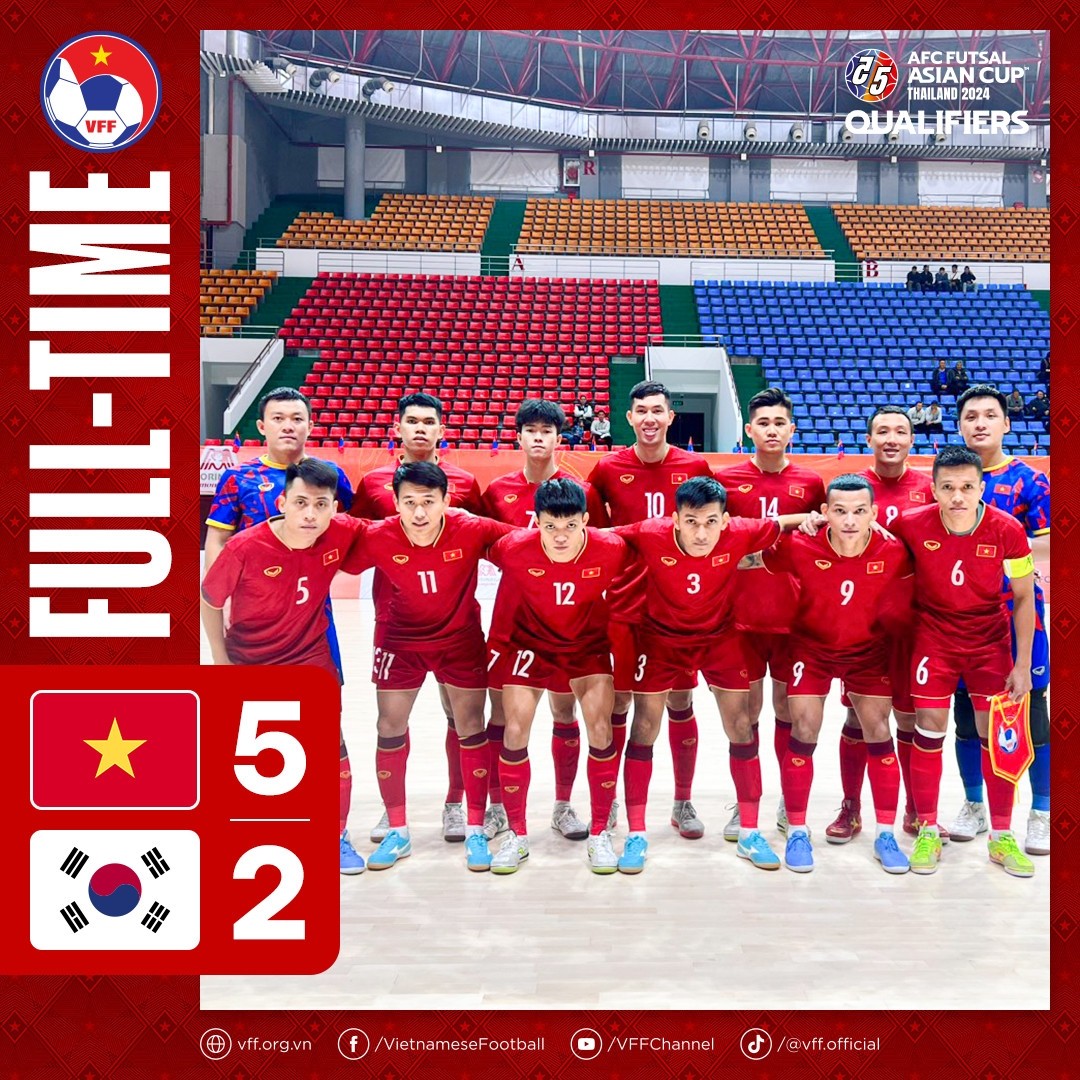 Đả bại Hàn Quốc, Việt Nam kết thúc vòng loại Futsal châu Á với thành tích toàn thắng - Bóng Đá
