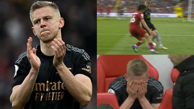 Oleksandr Zinchenko breaks down on Arsenal bench after being nutmegged by Trent Alexander-Arnold - Bóng Đá