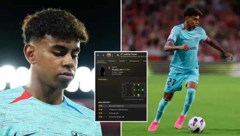 Lamine Yamal is officially the best wonderkid on Football Manager 2024, his stats aged 15 are insane - Bóng Đá