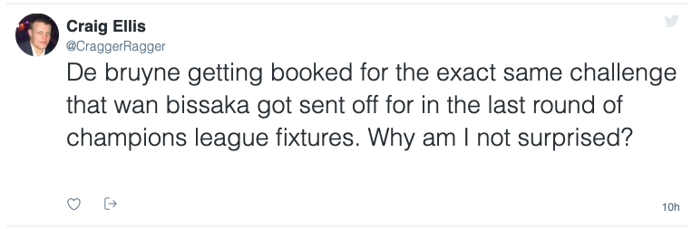 Manchester United fans slam lack of 'consistency' after Man City's Kevin De Bruyne escapes red card - Bóng Đá