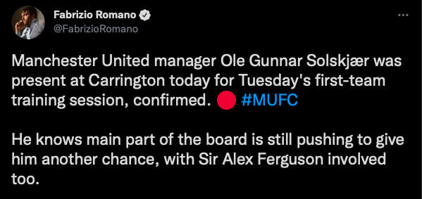 Romano: Solskjaer will be present at training ground today - Bóng Đá