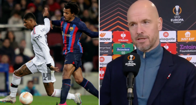 Erik ten Hag and Marcus Rashford slam referee after Manchester United draw at Barcelona - Bóng Đá