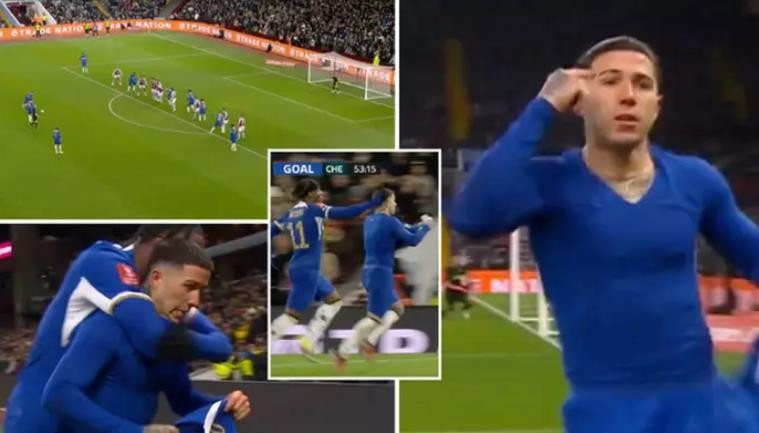 Enzo Fernandez dập tắt tin đồn rời đi bằng cách ăn mừng sau khi ghi bàn vào lưới Aston Villa - Bóng Đá