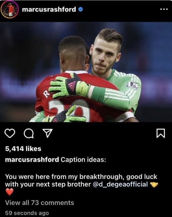 Rashford bị chê giả tạo khi đăng bài chia tay De Gea - Bóng Đá