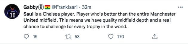 Chelsea fans say the same thing about Man United after Saul Niguez completes transfer - Bóng Đá