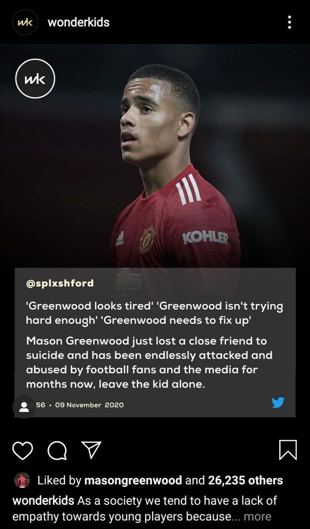 Mason Greenwood 'likes' post defending Manchester United situation - Bóng Đá