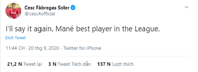 ‘CHECK THE FACTS’: SOME ARSENAL FANS SHUT DOWN FABREGAS’ CLAIM ABOUT LIVERPOOL PLAYER - Bóng Đá