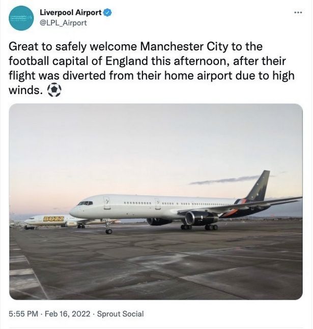 Liverpool Airport takes cheeky dig at Manchester City after Storm Dudley chaos - Bóng Đá