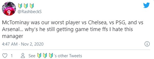 Man United fans disappointed with Scott McTominay display vs Arsenal - Bóng Đá