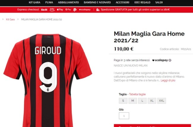 AC Milan's website shows that Oliver Giroud will wear the number 9 - Bóng Đá