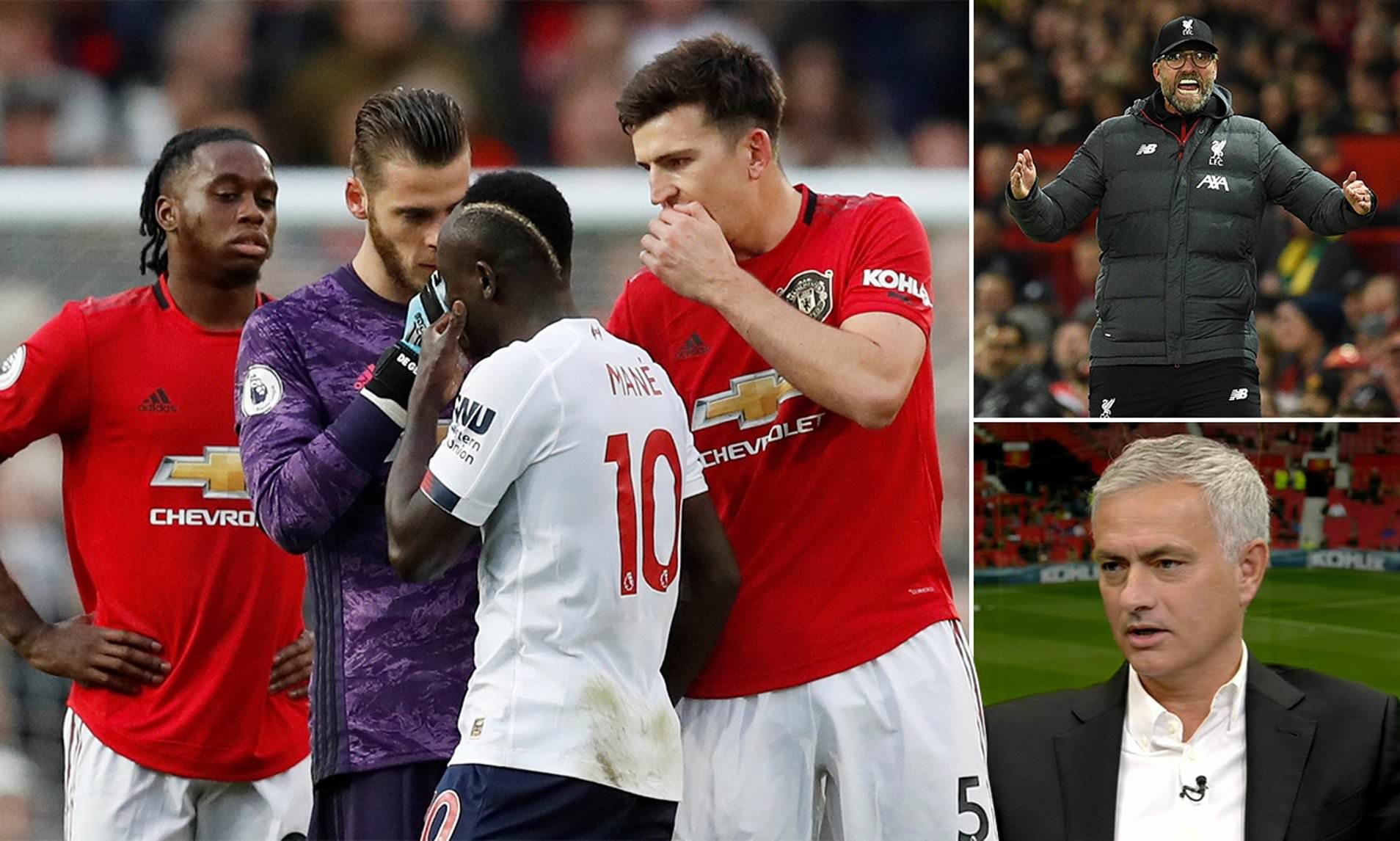 Jose Mourinho gestures to Man Utd fans at Old Trafford after they sing his name - Bóng Đá