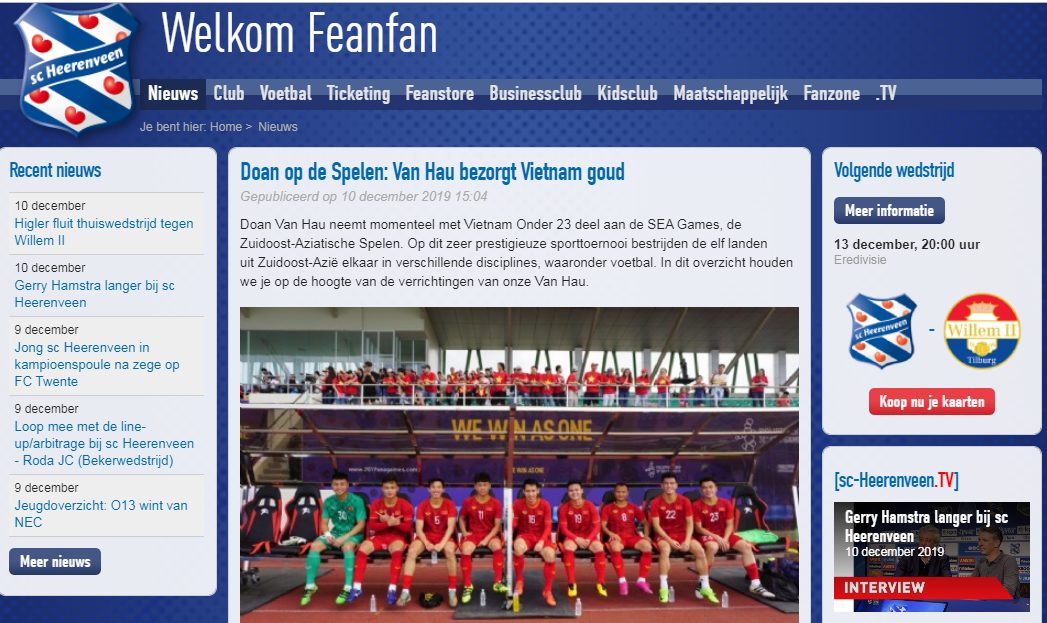 Báo Hà Lan: Văn Hậu xuất sắc, Heerenveen quá lãng phí khi chưa dùng cậu ta - Bóng Đá