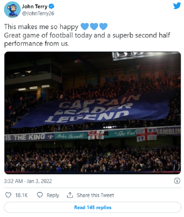 ‘SUPERB’: JOHN TERRY SENDS 13-WORD TWEET ON CHELSEA AND LIVERPOOL DRAW - Bóng Đá